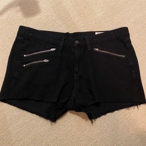 rag & bone Black Jean Shorts with Zipper Accents